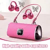BT Clip-On Wireless Headphones Handbag Style Open-Ear Headphones with LED Digital Display for Women Girl Work Fitness Sport Gift