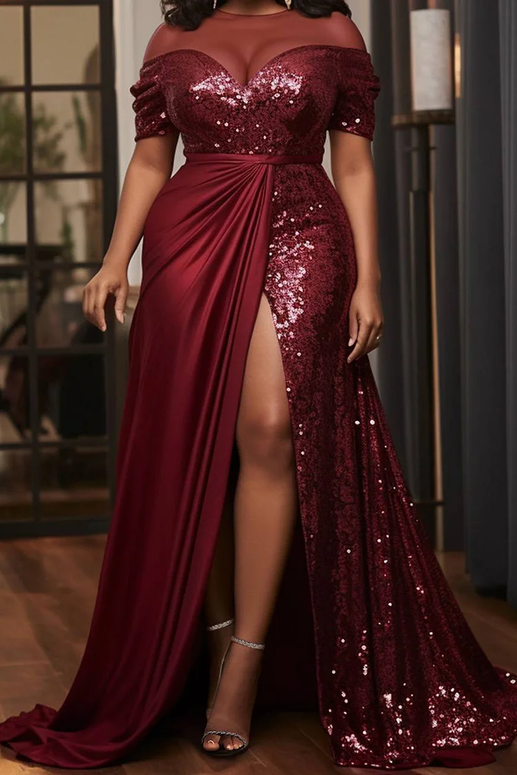 Plus size formal dresses burgundy hotsell