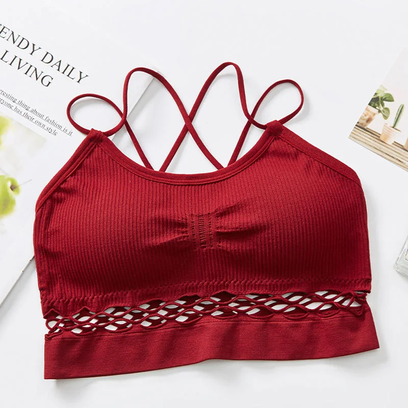 Uaang Uaang Tube Top Woman Bra Sexy Lingerie Female Fitness Top Cross Strap Seamless Underwear