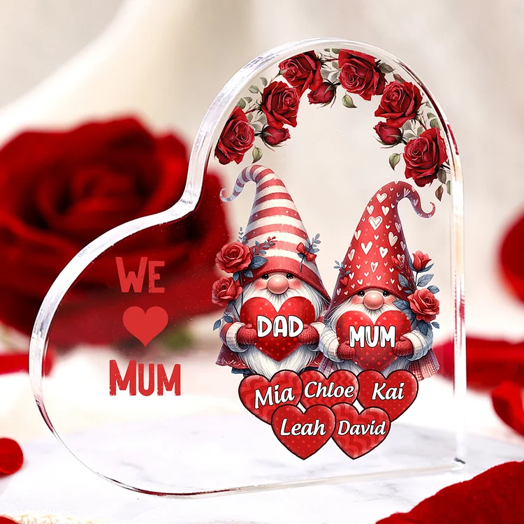 7 Names-Personalized Family Dwarf Acrylic Ornament-Custom Text Acrylic Family Heart Keepsake Desktop Ornament For Family