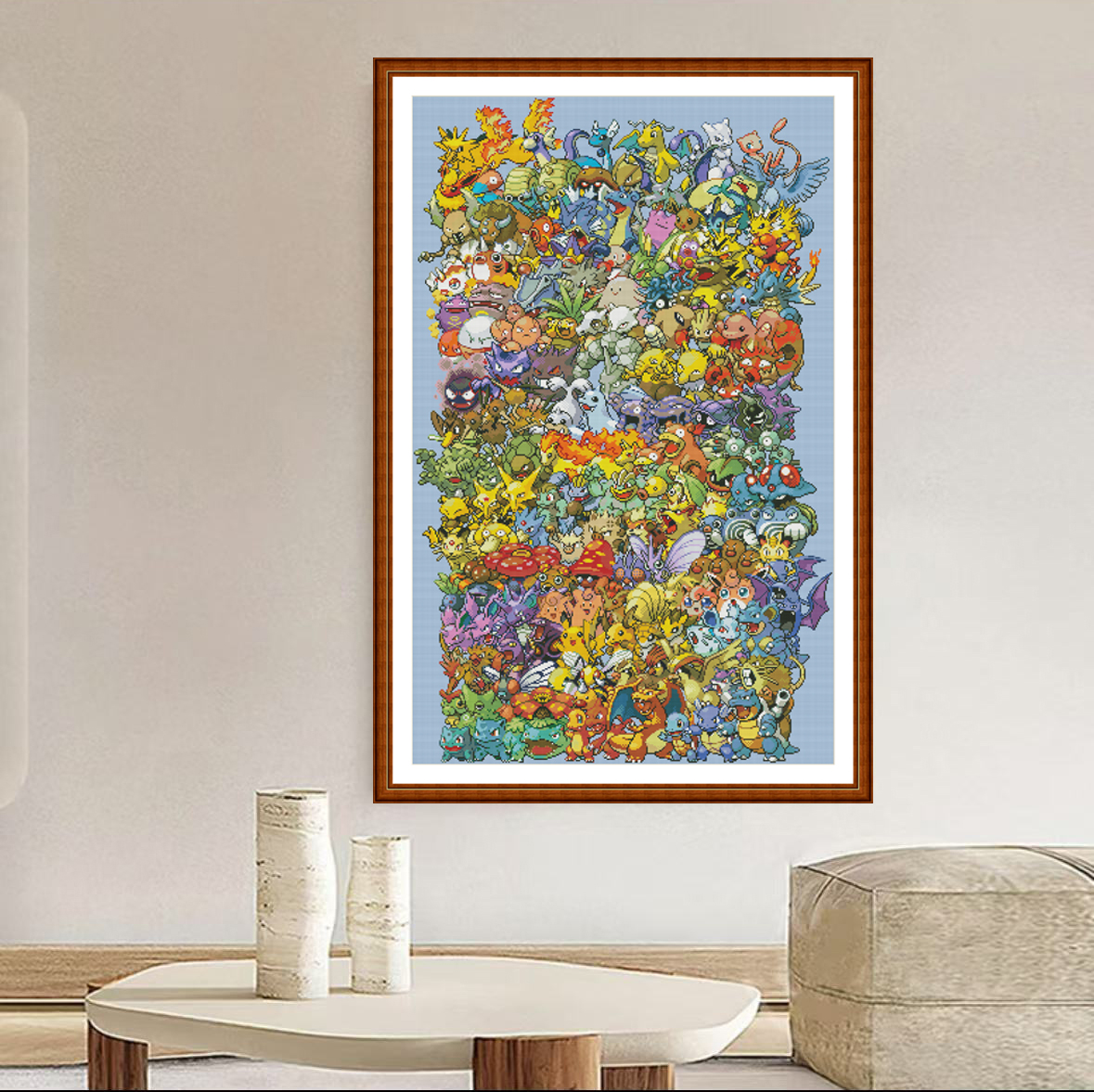 1set DIY Printed Cross Stitch Kit, 【 Pok é mon】embroidery Painting Fairy Cross Stitch