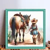Girl With Horse-11CT Stamped Cross Stitch 40*40cm/15.75*15.75in tapestrymarket