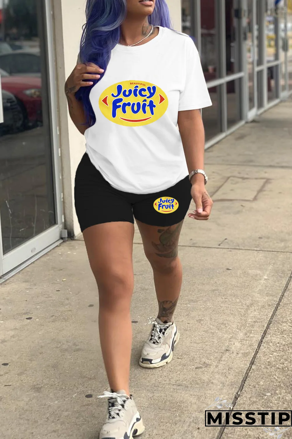 Black Gold Casual Print Patchwork O Neck Short Sleeve Two Pieces