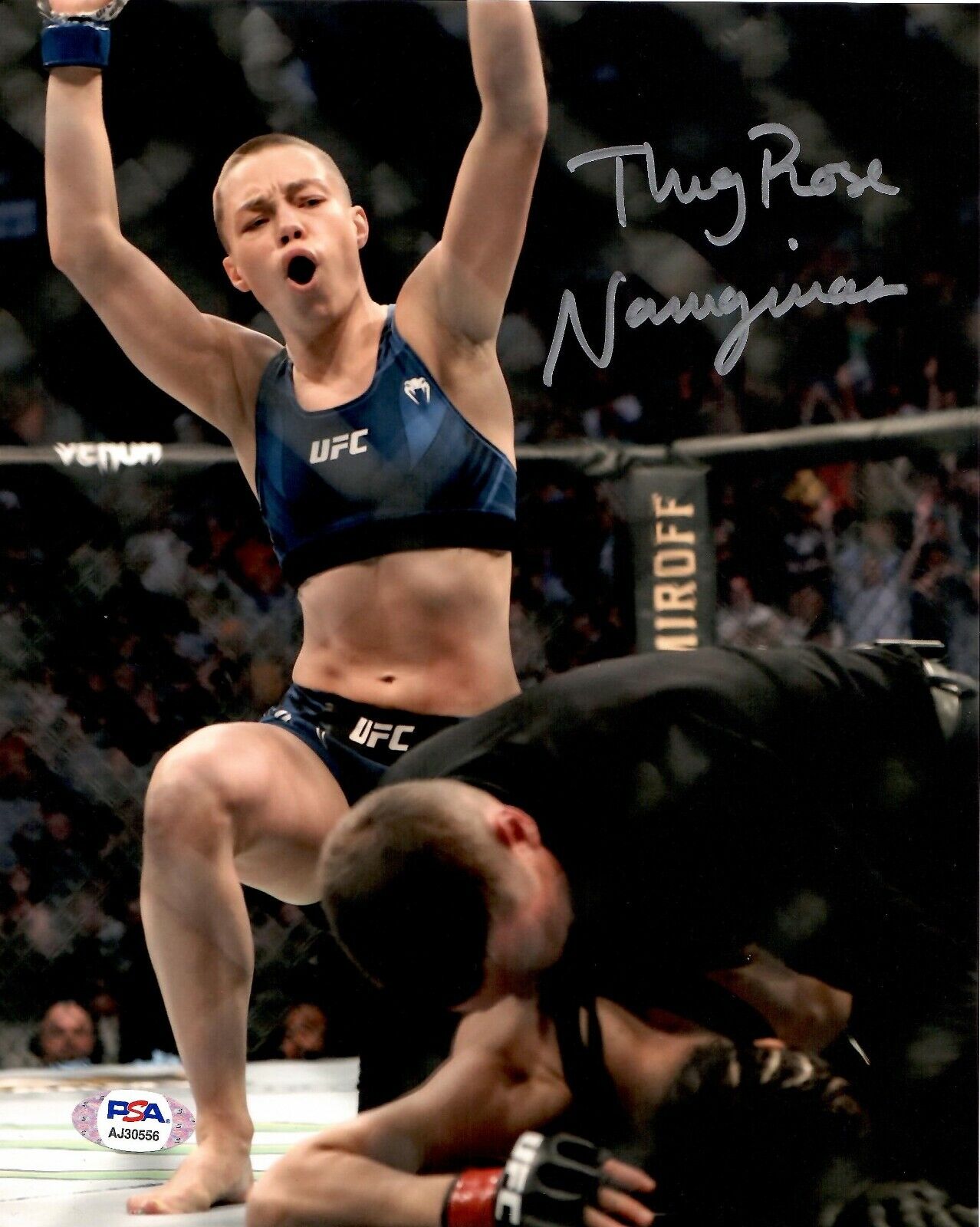 Rose Namajunas Zhang Weili auto signed inscribed 8x10 Photo Poster painting UFC PSA Full Graph