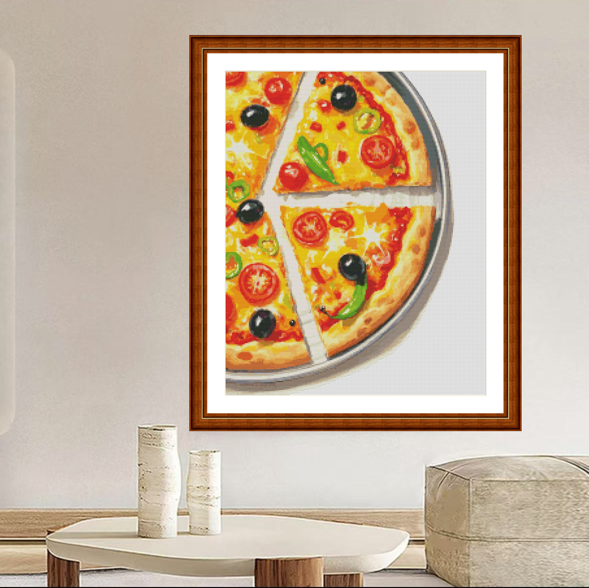 1set DIY Printed Cross Stitch Kit [CC3072- Food Series Fruit and vegetable pizza]simple sewing thread Painting Fairy Cross Stitch
