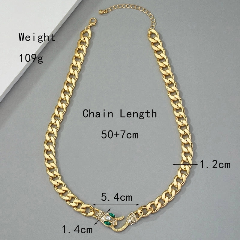 Gothic Retro Vintage Style Snake Alloy Plating Inlay Artificial Rhinestones 14k Gold Plated White Gold Plated Men’s Choker Choker