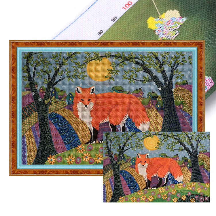 Fox In The Mountains (70*50cm) 11CT Stamped Cross Stitch gbfke