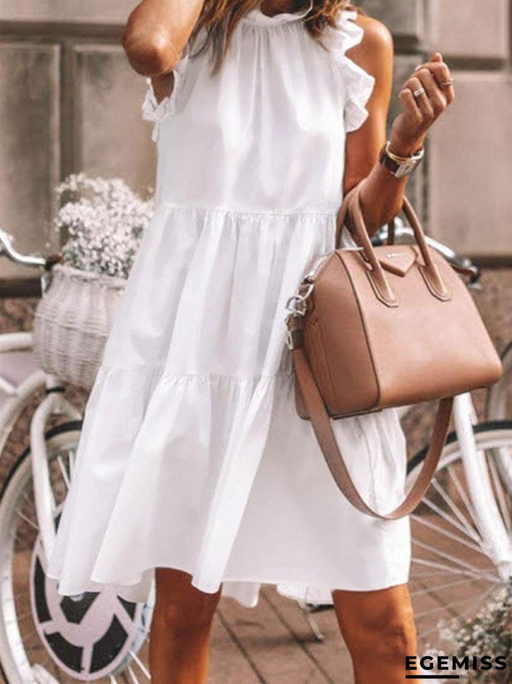 Casual Loose Sleeveless Solid Round Neck Dress | EGEMISS