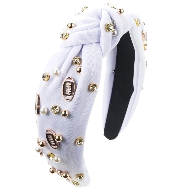 Women’s Casual Baroque Style Rugby Knot Alloy Cloth Inlay Rhinestones Pearl Hair Band
