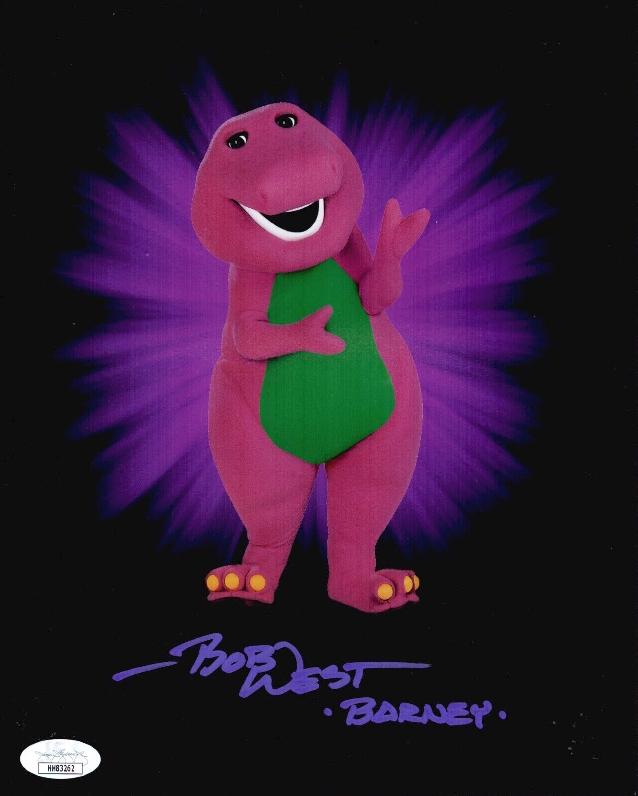 BOB WEST Signed BARNEY THE DINOSAUR 8x10 Photo Poster painting Autograph JSA COA Cert RARE