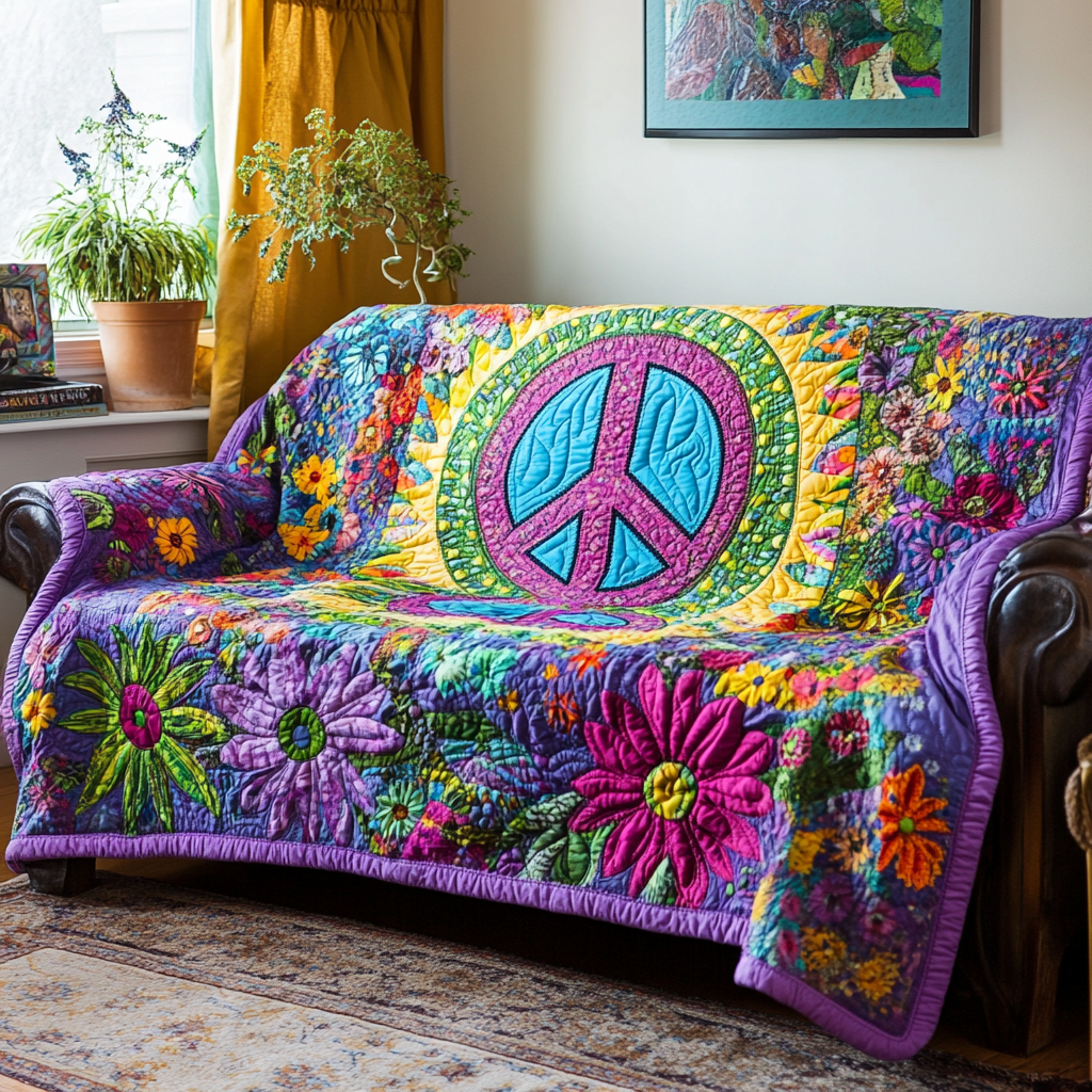 Hippie Vibes Quilted Sofa Cover NCU0DK11313 everthome