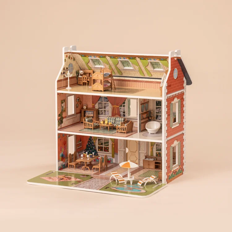 Pretend play dollhouse furniture toys Wooden dolls house kids girls to –  The Magical Dollhouse