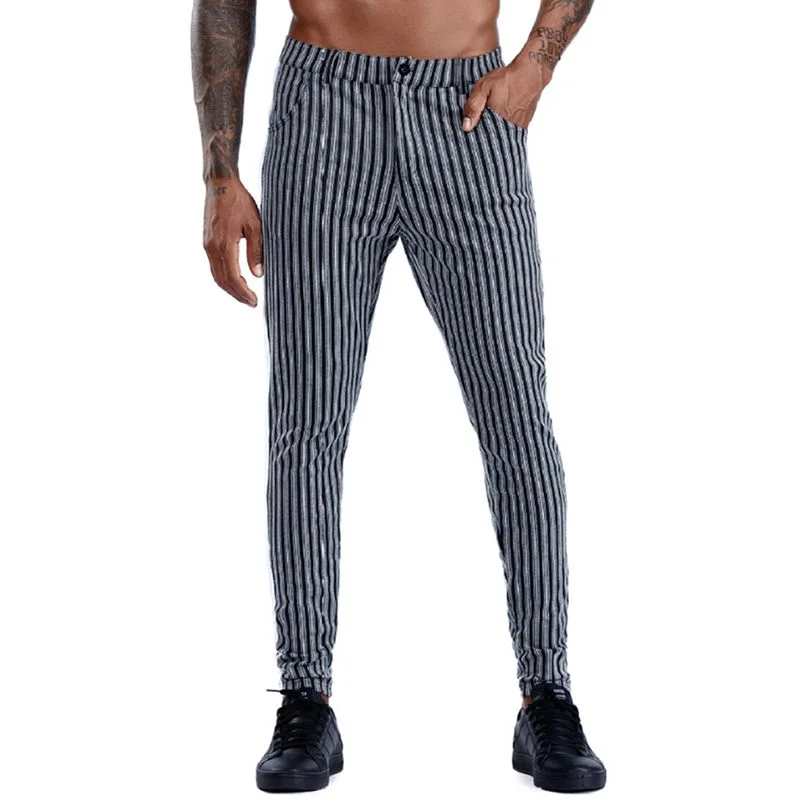 2021 Trousers Striped Spring And Summer White Side Stitched Placket Button Zipper Suit Men The New Listing Fashion  Trend