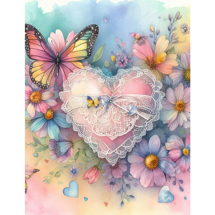 Heart and Butterfly - Full Round - Diamond Painting(50*60cm)