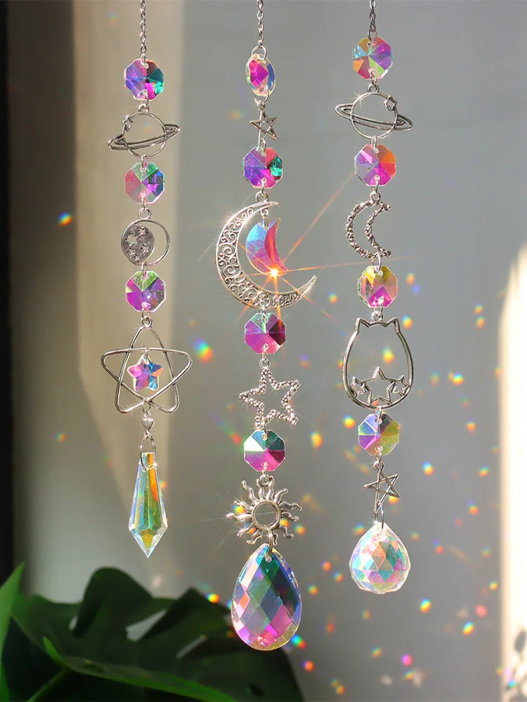 Crystal Wind Chime Prism Catchers Hanging Ornament Curtain Garden Pendant