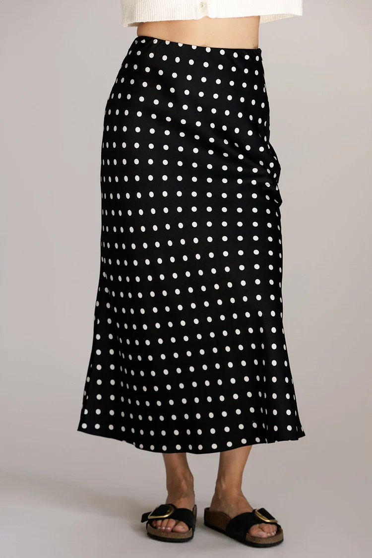 Caroline Polka Dot Midi Straight Skirt