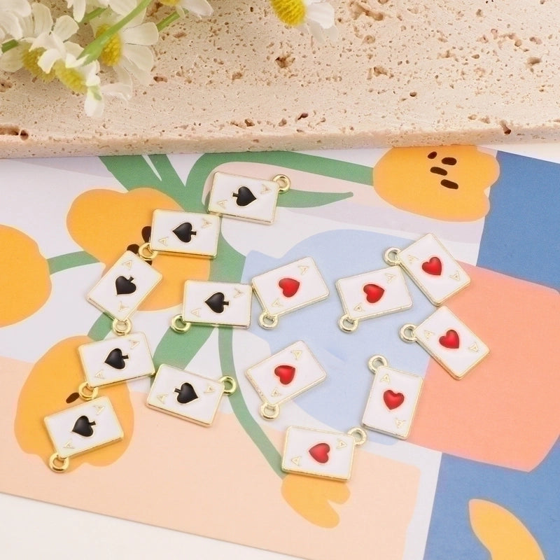 10 Pieces Minimalist Poker Alloy Enamel Pendant Jewelry Accessories