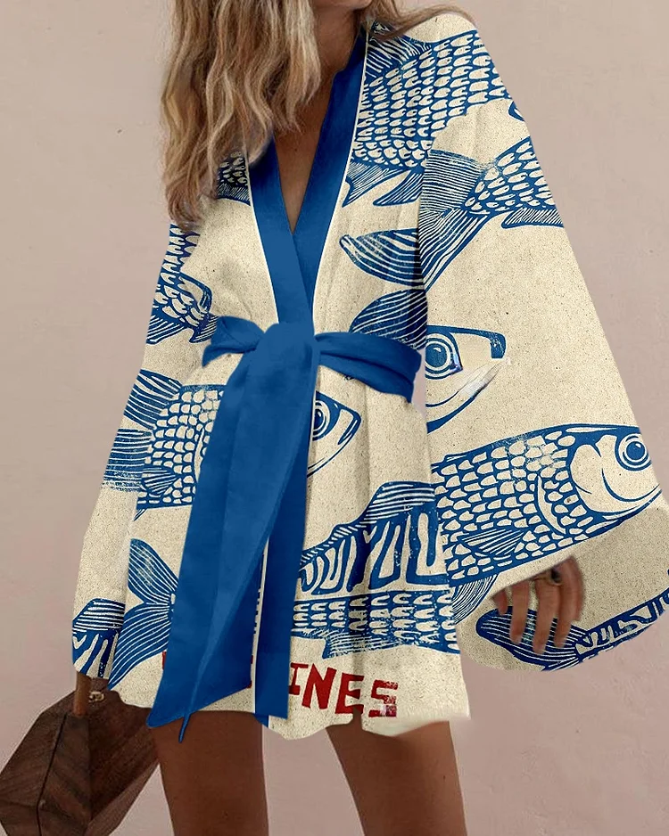 Vintage Fish Print Mini Dress