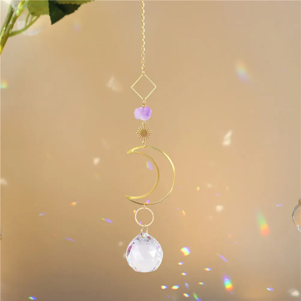 Metal Rainbow Collection Hanging Sun Crystal Prisms Home Wall Decoration