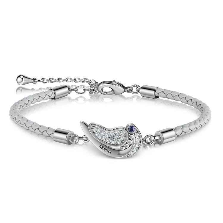 Pulsera “huella” 1 nombre 1 piedra de nacimiento