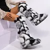 Women's Winter Trendy Y2K Faux Raccoon Fur Long Knee Snow Boots