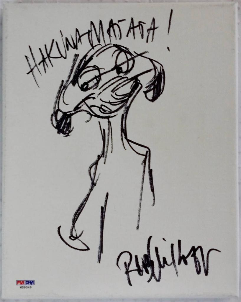 ROB MINKOFF SIGNED & SKETCHED TIMON THE LION KING 8x10 CANVAS PSA/DNA PRODUCER