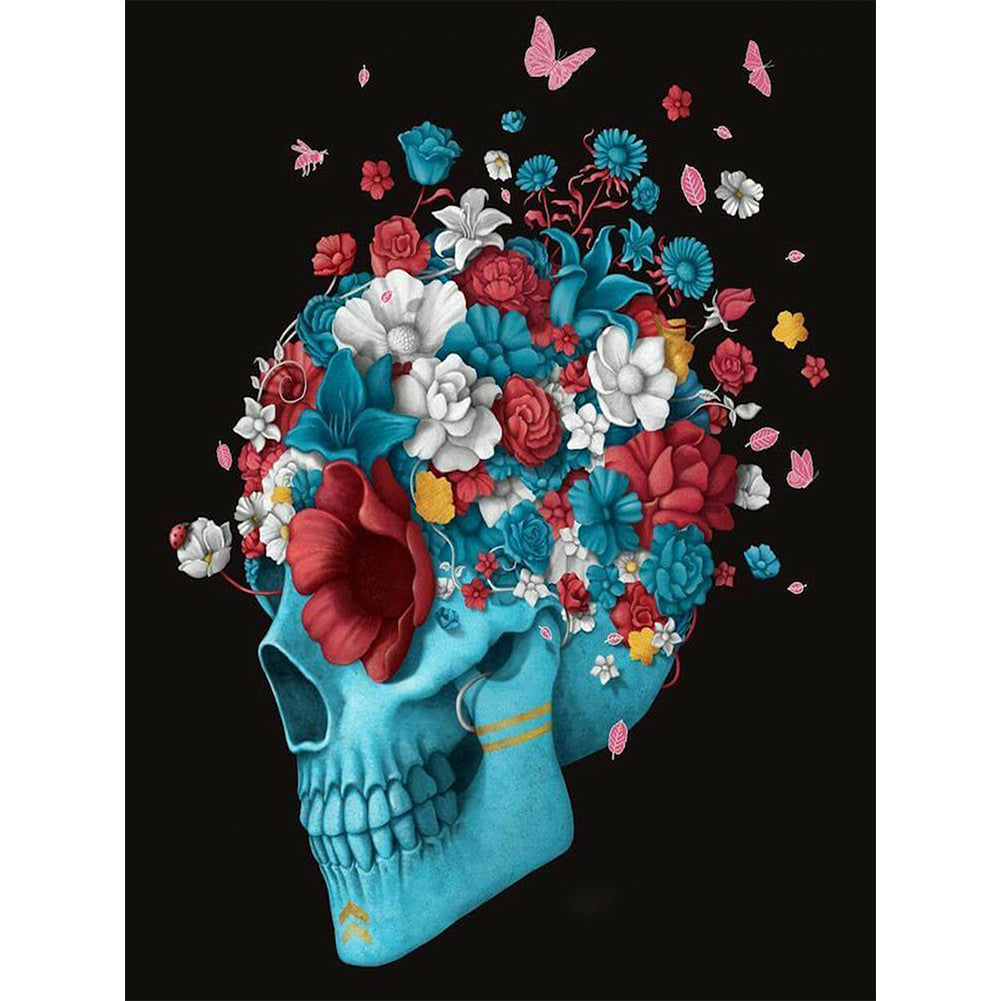 Flower Skull 30*40CM(Canvas) Full Round Drill Diamond Painting