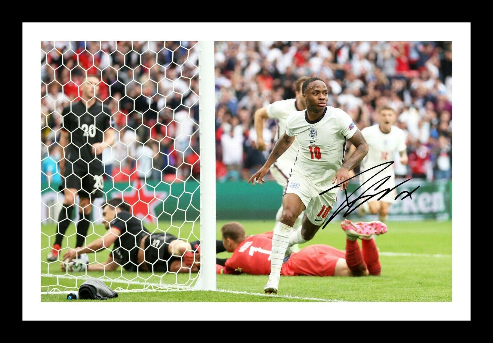 Raheem Sterling - England Euro 2020 2021 Autograph Signed & Framed Photo Poster painting