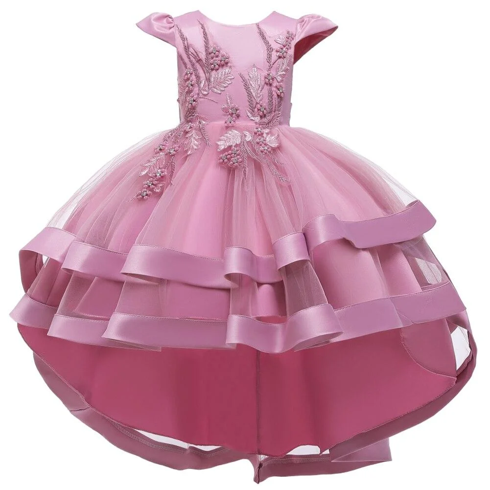Summer Western Style Children's Clothing 3D Embroidery Princess Costume Banquet Fluffy 3 Year Old Girl Piano Evening Dress