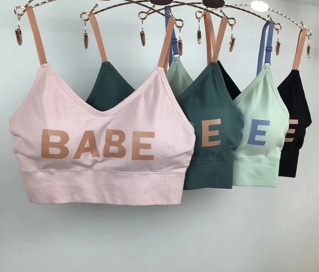Women's Cotton Underwear Tube Top Bra Fashion Bra Top Female Letter Underwear Girl Suspender Tank Up Women's Sports Bra Lingerie
