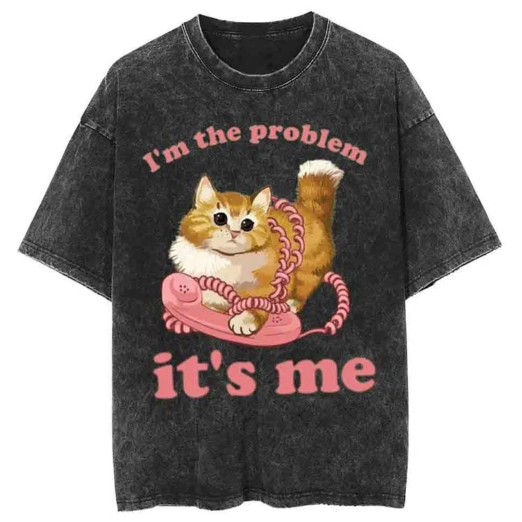 Its Me Unisex Printed Retro Washed Short Sleeved T-Shirt