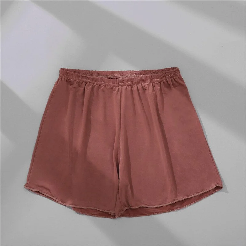 FINETOO Women's Underwear Ice Silk Safety Short Plus Size Ruffle Seamless High Waist Woman Panty Lady Anti Chafing Summer Briefs