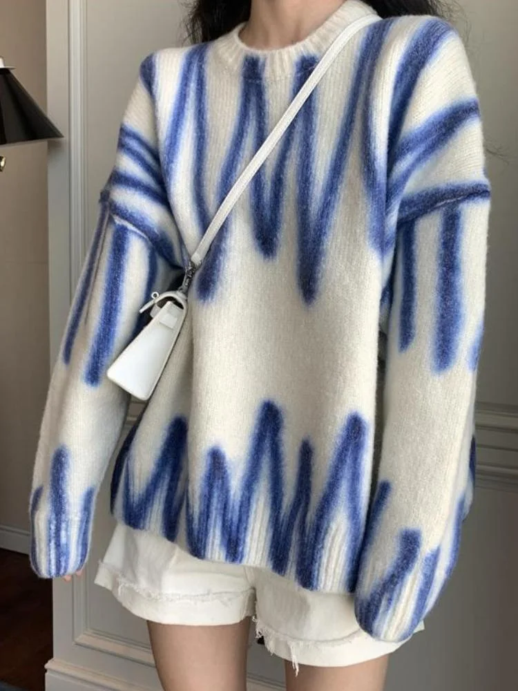 Women Printed Pullover Casual Sweater