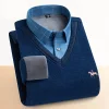 Men's Fake Two Piece Warm Knitted Shirt