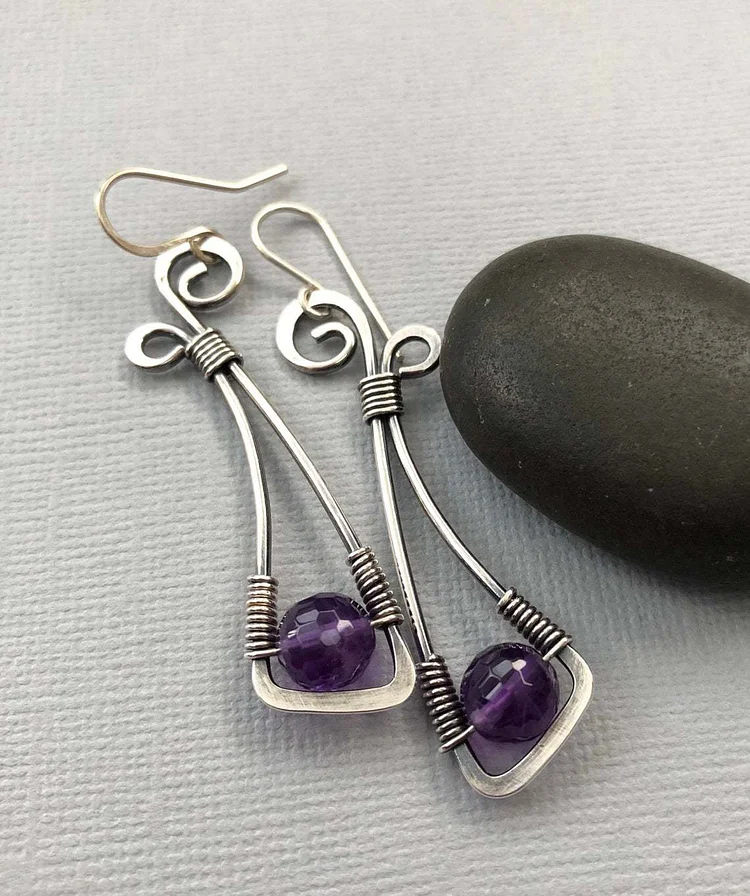  Purple Amethyst Earrings 