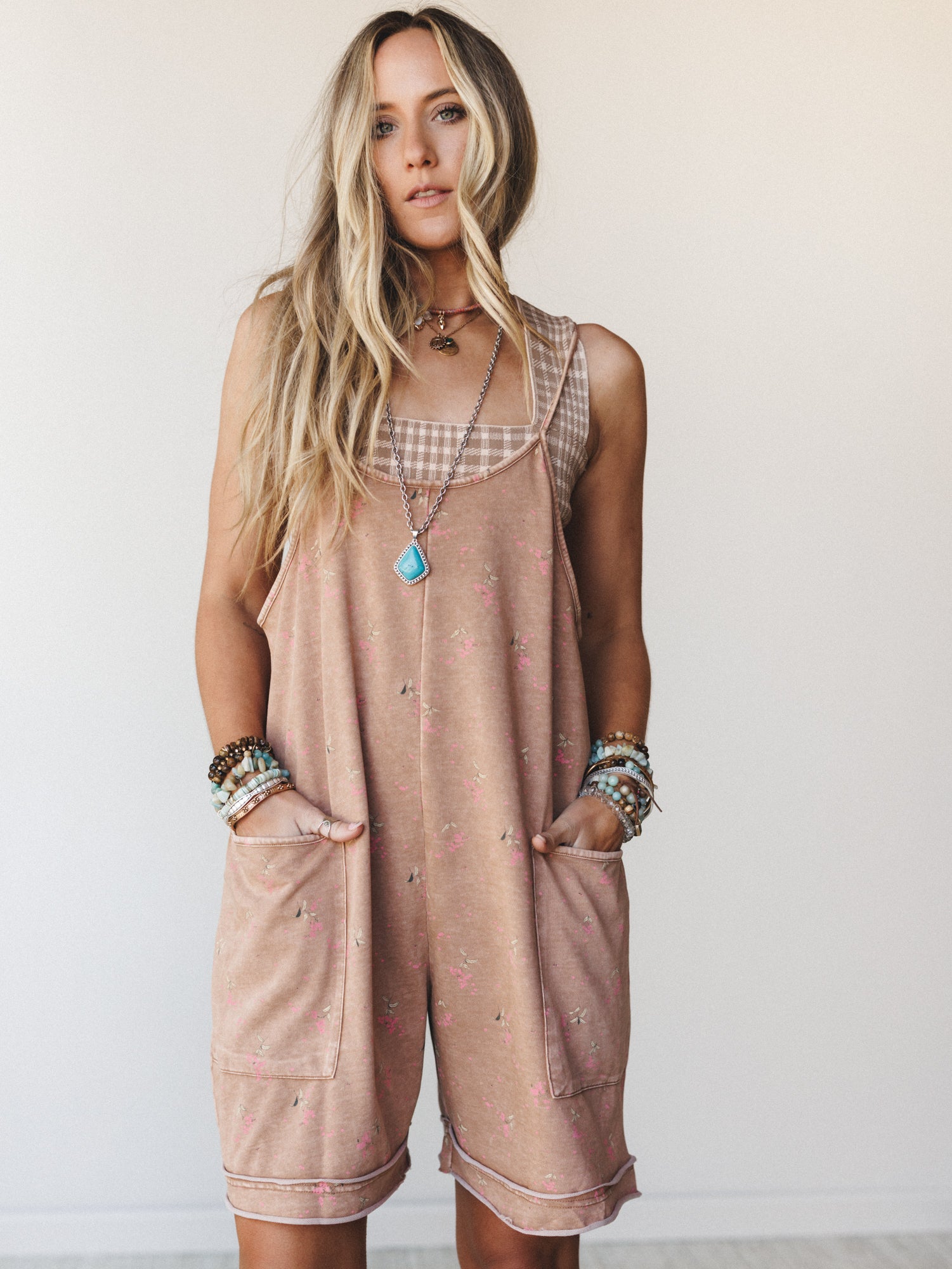 Calla Bloom Romper - Almond
