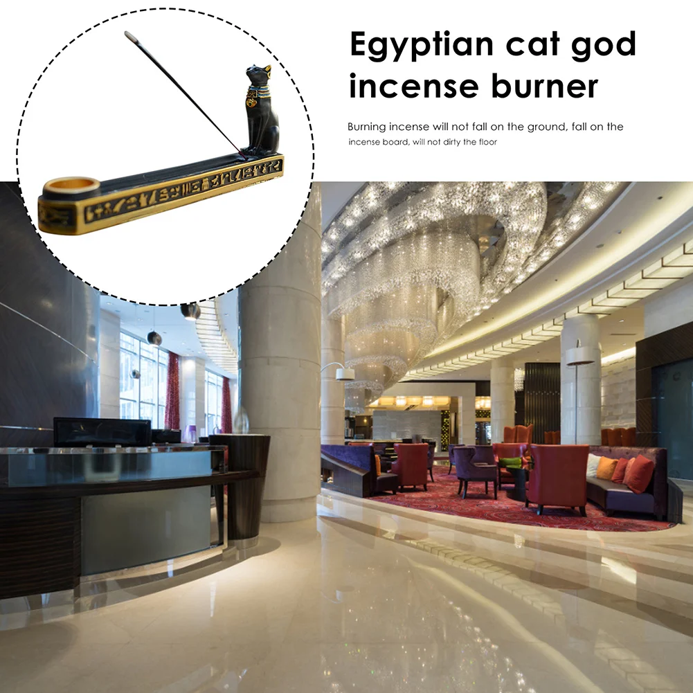 Egyptian Mythology Bastet Cat Resin Craft Incense Burner Holder Censer Base