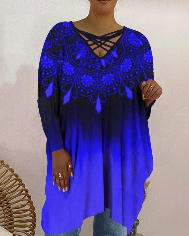 Woman's Printed Casual Long Sleeve T-shirt-13