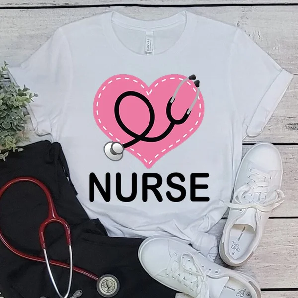Nurse Pure Color T Shirt Cute Graphic Short Sleeve Women Casual Round Neck Blouse Tee International Nurses Day Gifts