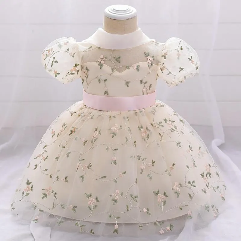2021 White Dress Ceremony 1st Birthday Dress For Baby Girl Clothes Beading  Princess Dress Ball Gown Party  Dresses 2 1- 5 Years