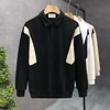 New Men's Patchwork High-end Lapel Long-sleeved Polo Shirt