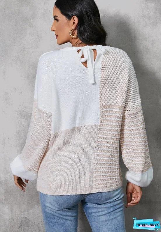 Contrast Round Neck Long Sleeve Sweater