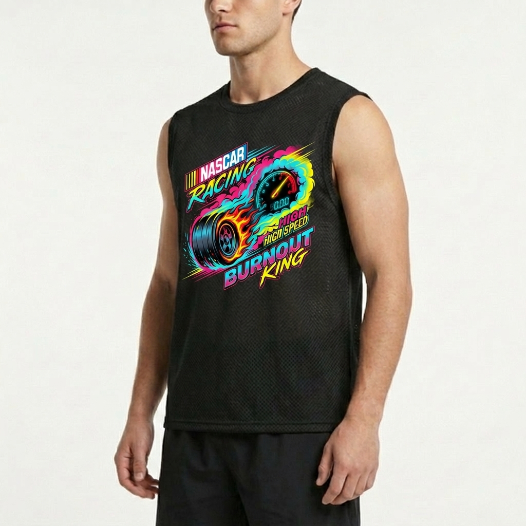  Men's American Racing-Inspired Casual Printed V-neck T-shirt Avantcool