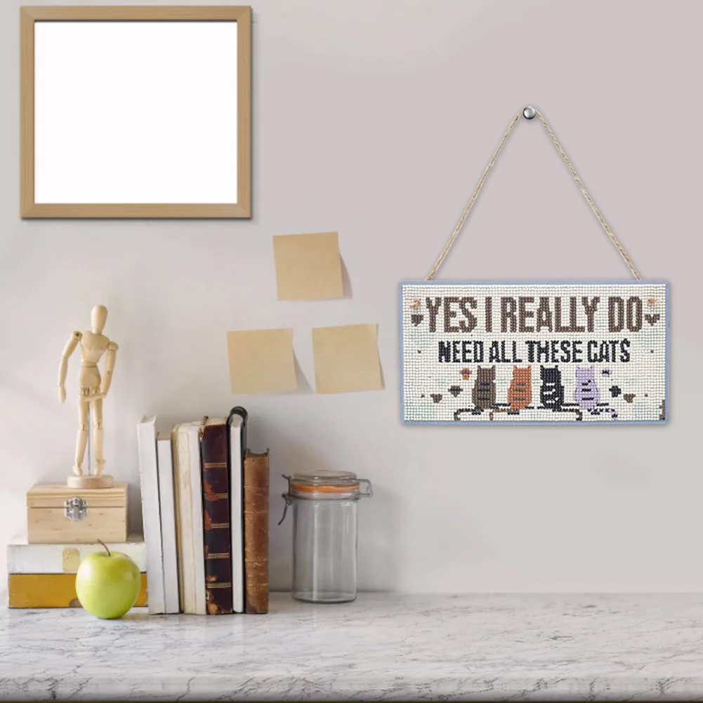 5D DIY Letter Full Drill Hanging Diamond Painting Craft Home Decor (Cats)