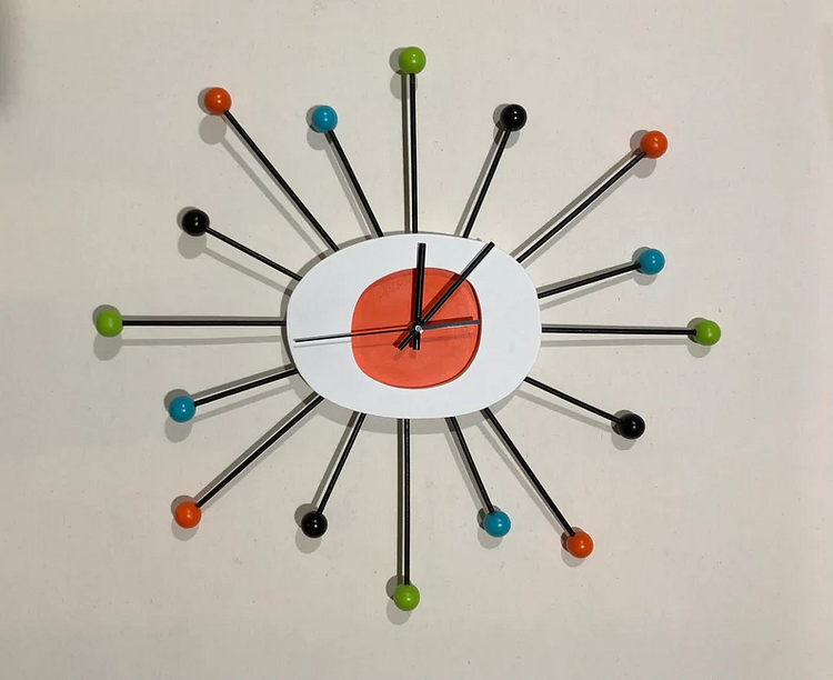 Century Modern Atomic Style Wall Art Clock