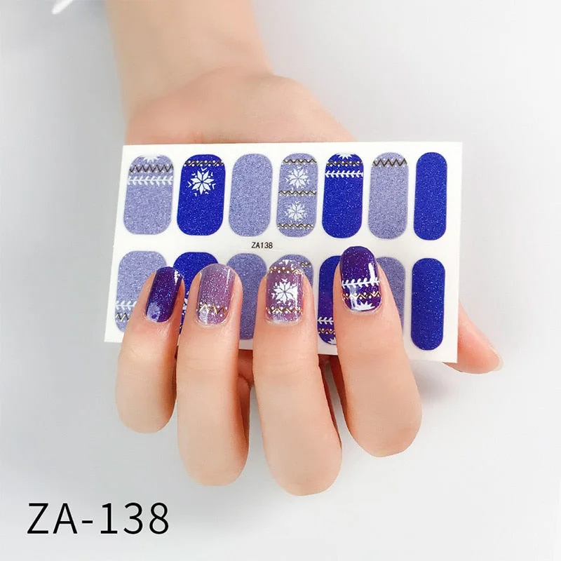 New Designs Full Cover Nail Stickers Fashion Flowers Nail Sticker Set Self Adhesive Manicure Decoracion Nail Strips-Nail Inspo