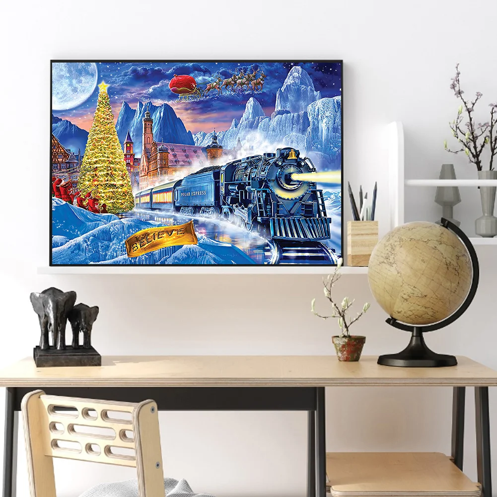 Diamond Painting - Full Round Drill - Christmas Train(50*40cm)