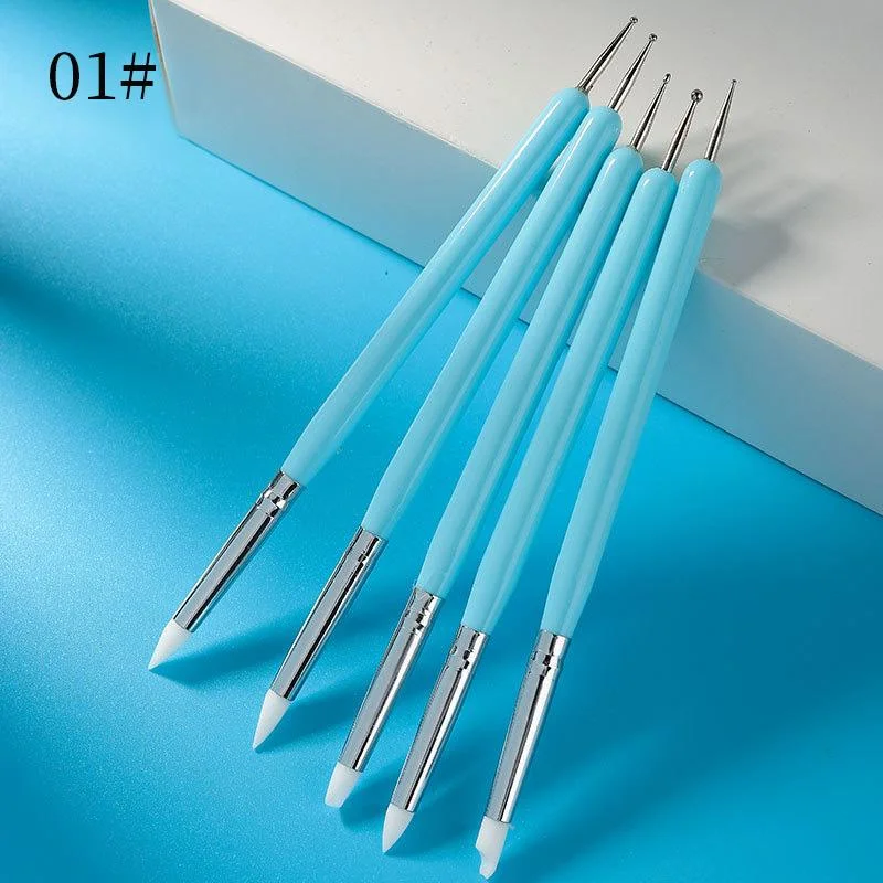 Acrylic UV Gel Nail Brush Kit Pink White Dotting Painting Pen Carving 15Pcs/set Gel Brush Manicure Nail Art Design Tools-Nail Inspo