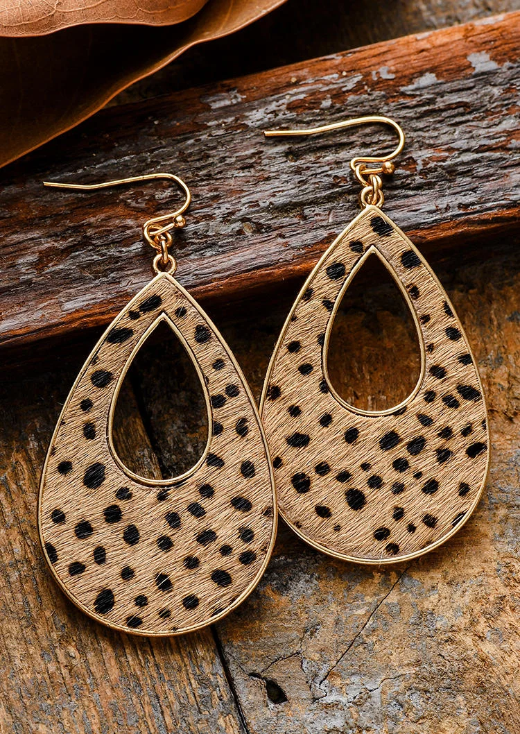 Leopard Hollow Out Hook Earrings