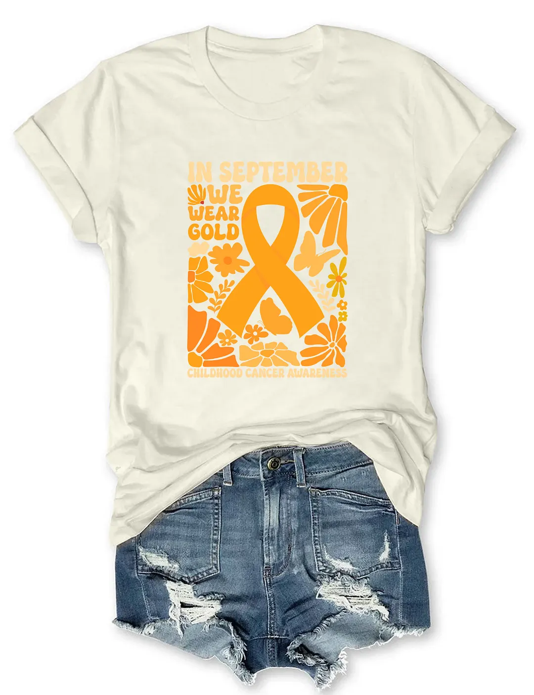 In September We wear Gold Childhood Cancer Awareness T-shirt